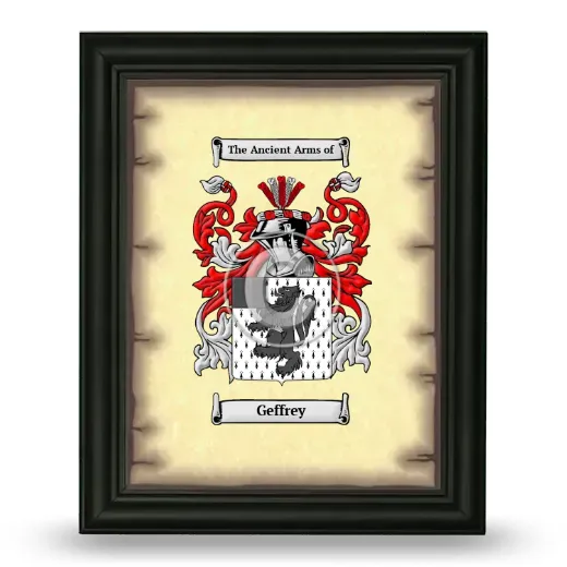 Geffrey Coat of Arms Framed - Black