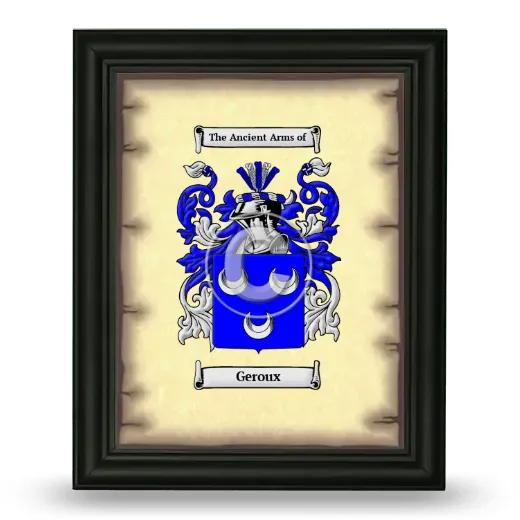 Geroux Coat of Arms Framed - Black