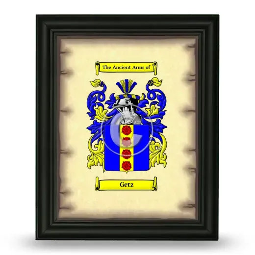 Getz Coat of Arms Framed - Black