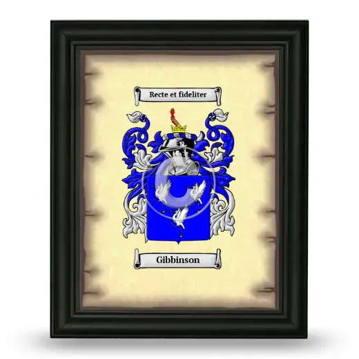 Gibbinson Coat of Arms Framed - Black