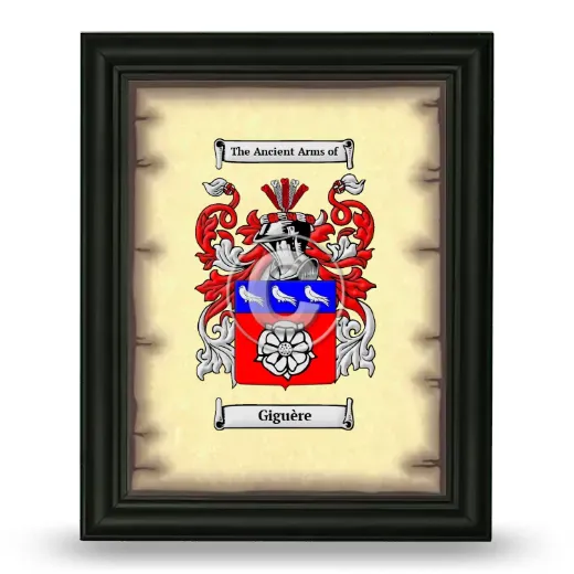 Giguère Coat of Arms Framed - Black