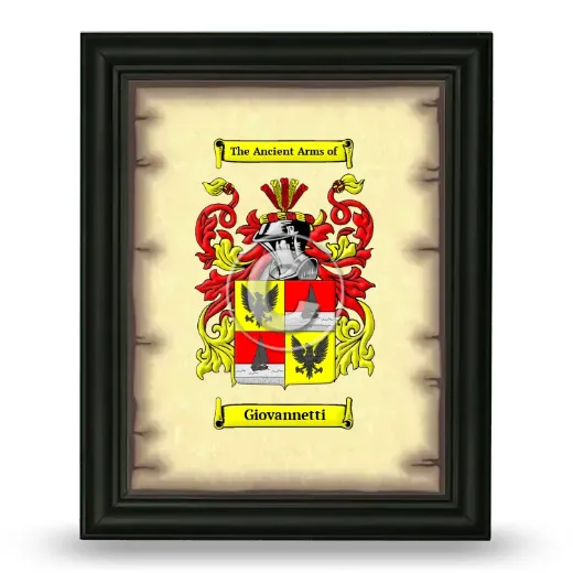 Giovannetti Coat of Arms Framed - Black