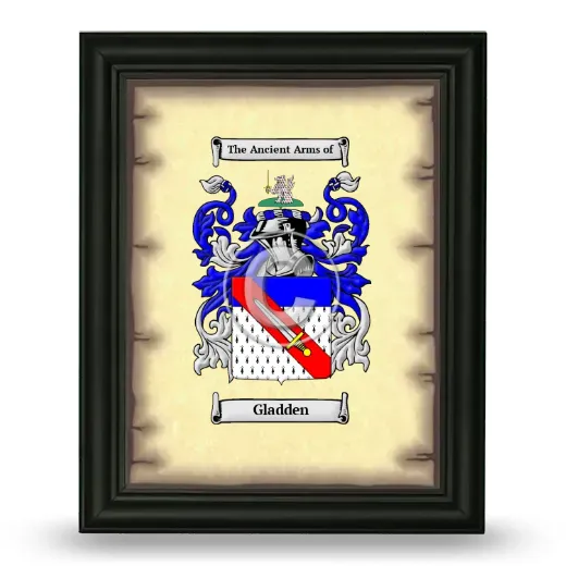 Gladden Coat of Arms Framed - Black