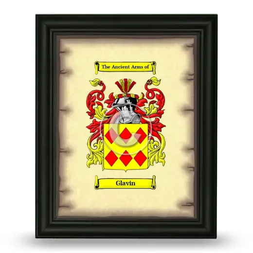 Glavin Coat of Arms Framed - Black