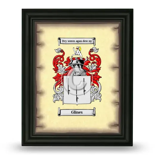 Glines Coat of Arms Framed - Black