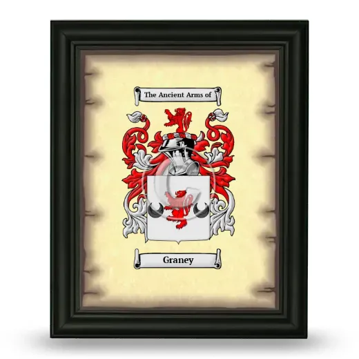 Graney Coat of Arms Framed - Black