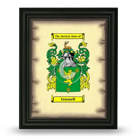 Grannell Coat of Arms Framed - Black
