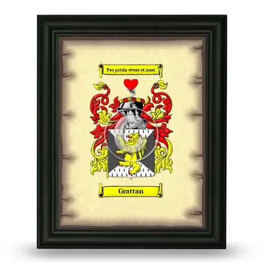 Grattan Coat of Arms Framed - Black