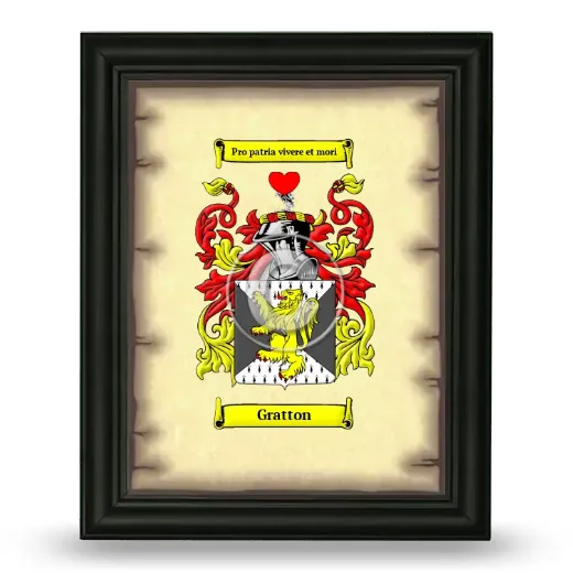 Gratton Coat of Arms Framed - Black