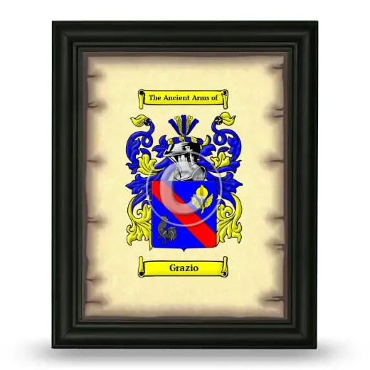Grazio Coat of Arms Framed - Black