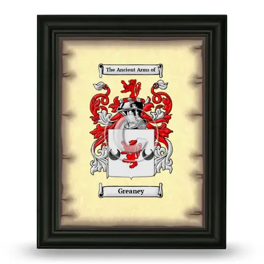 Greaney Coat of Arms Framed - Black