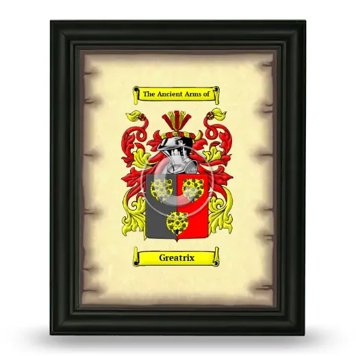 Greatrix Coat of Arms Framed - Black