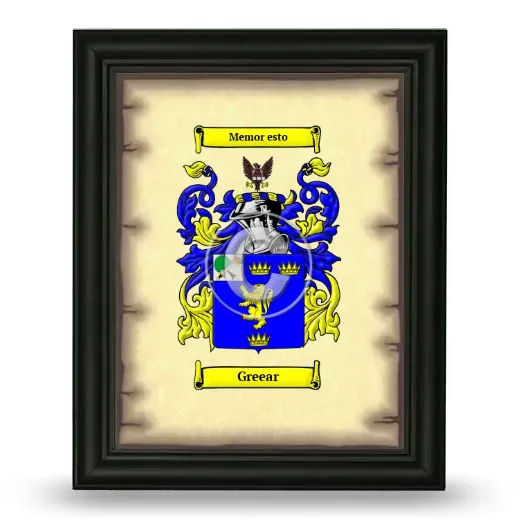 Greear Coat of Arms Framed - Black