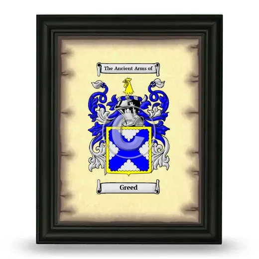 Greed Coat of Arms Framed - Black