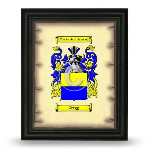 Gregg Coat of Arms Framed - Black