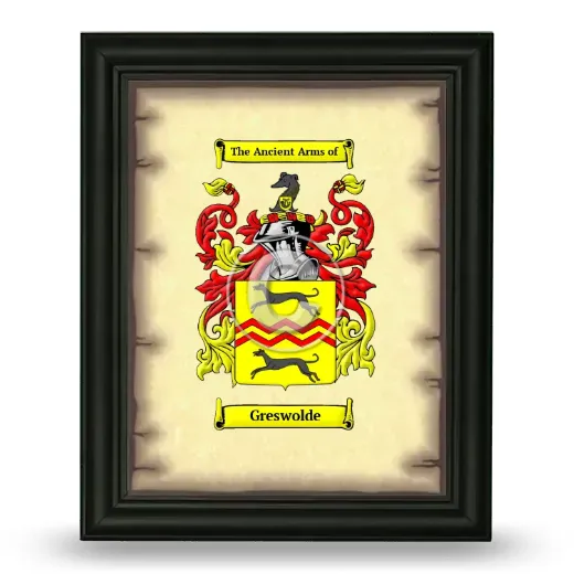 Greswolde Coat of Arms Framed - Black