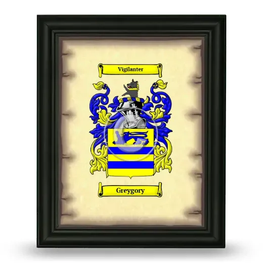 Greygory Coat of Arms Framed - Black