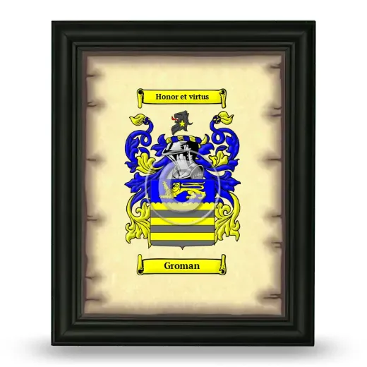 Groman Coat of Arms Framed - Black
