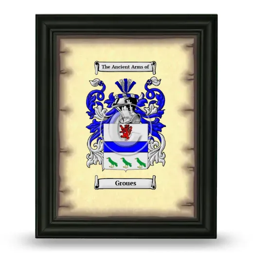 Groues Coat of Arms Framed - Black