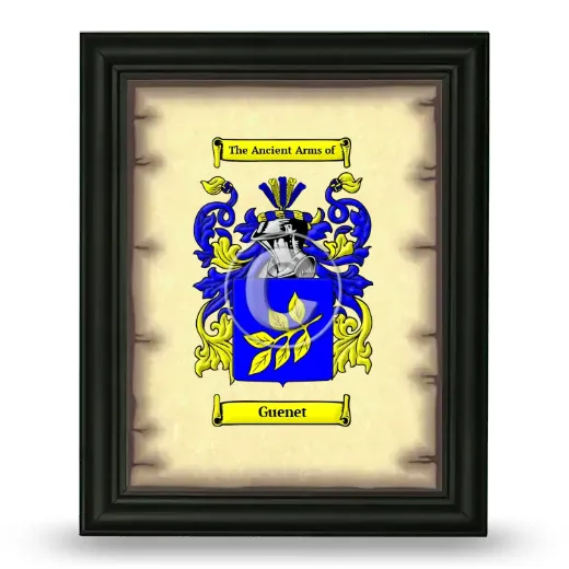 Guenet Coat of Arms Framed - Black