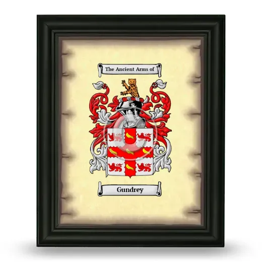 Gundrey Coat of Arms Framed - Black