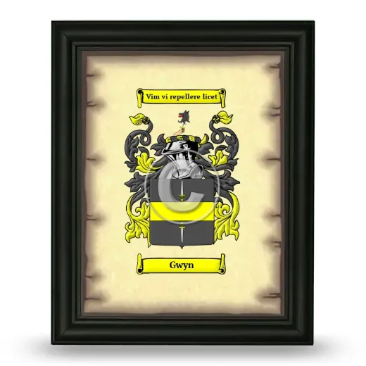 Gwyn Coat of Arms Framed - Black