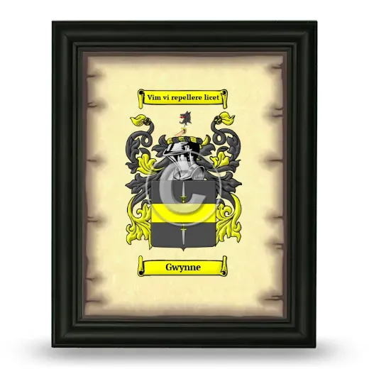 Gwynne Coat of Arms Framed - Black
