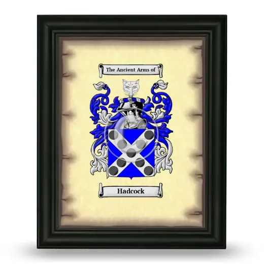 Hadcock Coat of Arms Framed - Black