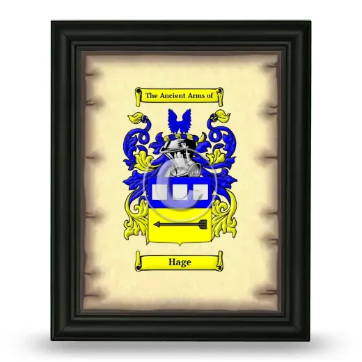Hage Coat of Arms Framed - Black
