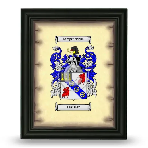 Haislet Coat of Arms Framed - Black