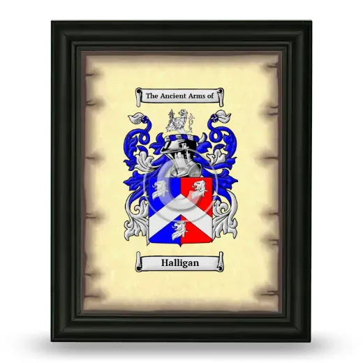 Halligan Coat of Arms Framed - Black