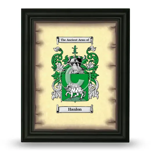 Hanlon Coat of Arms Framed - Black