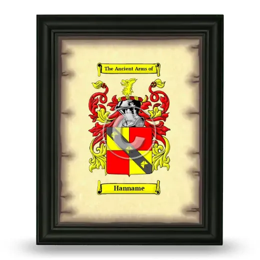 Hanname Coat of Arms Framed - Black