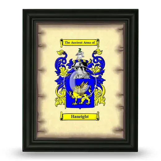 Hanright Coat of Arms Framed - Black