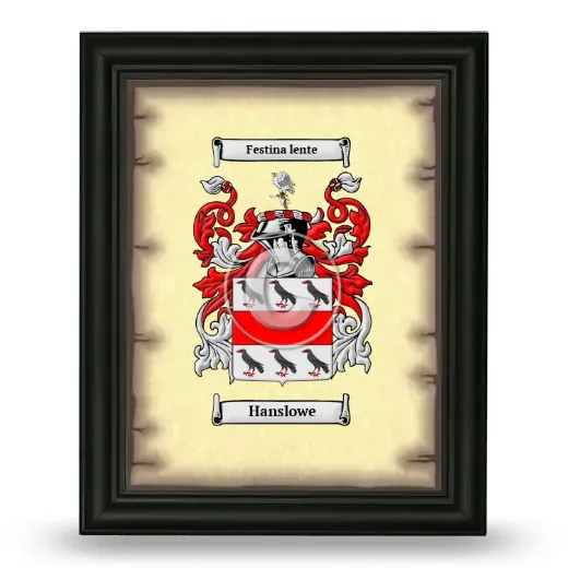 Hanslowe Coat of Arms Framed - Black