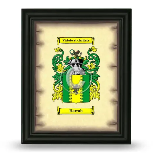 Harrah Coat of Arms Framed - Black
