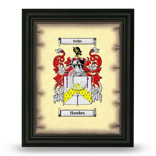 Hawkes Coat of Arms Framed - Black