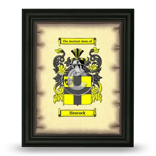 Heacock Coat of Arms Framed - Black
