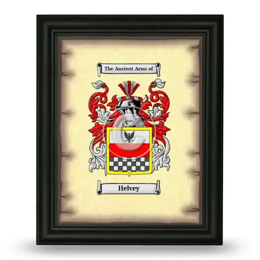 Helvey Coat of Arms Framed - Black