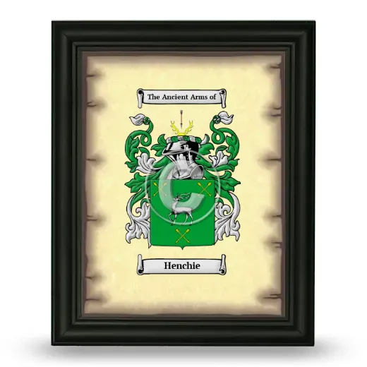 Henchie Coat of Arms Framed - Black