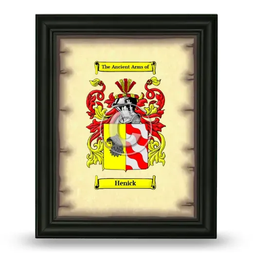 Henick Coat of Arms Framed - Black