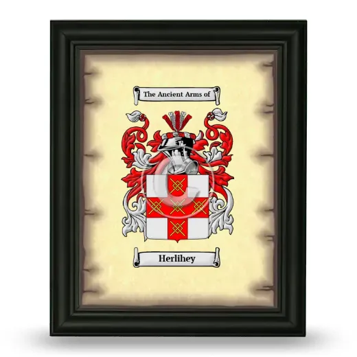 Herlihey Coat of Arms Framed - Black