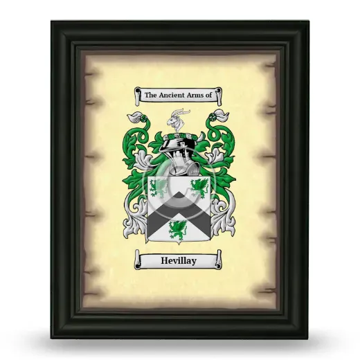 Hevillay Coat of Arms Framed - Black