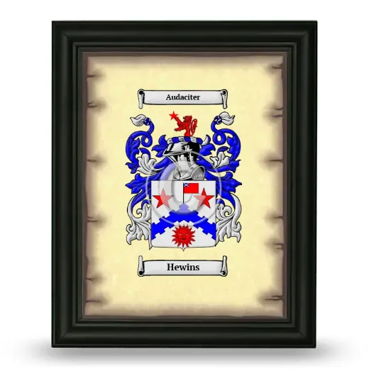 Hewins Coat of Arms Framed - Black