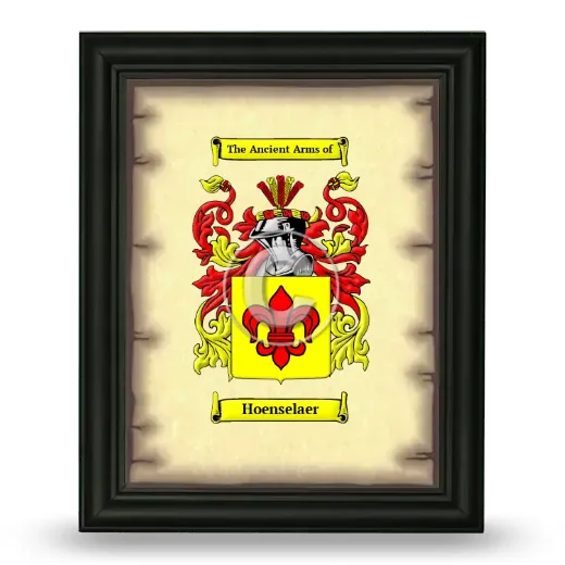 Hoenselaer Coat of Arms Framed - Black