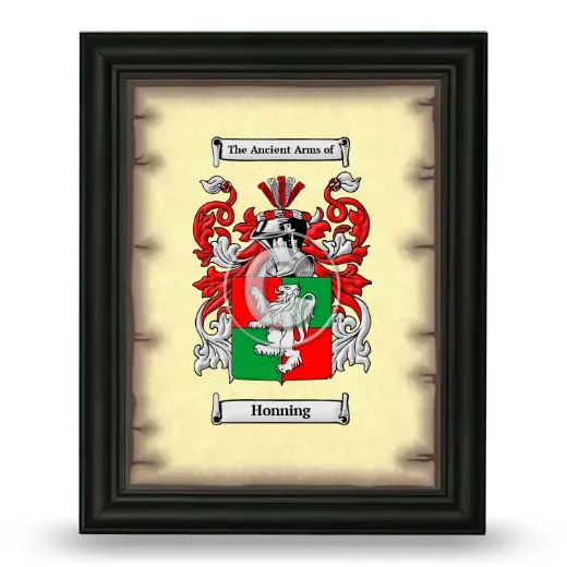 Honning Coat of Arms Framed - Black