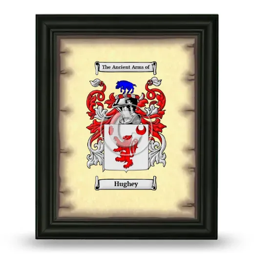 Hughey Coat of Arms Framed - Black