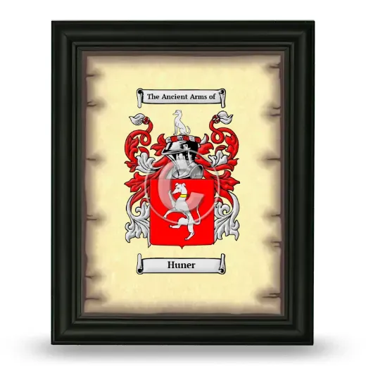 Huner Coat of Arms Framed - Black