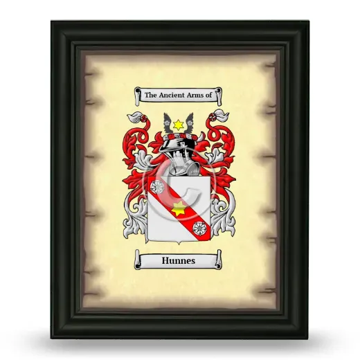Hunnes Coat of Arms Framed - Black