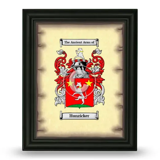 Hunzicker Coat of Arms Framed - Black